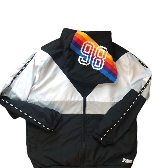 Victoria’s Secret Sherpa Lined Campus Anorak Logo Hoodie Jacket Coat 98 Size XS - Picture 1 of 6